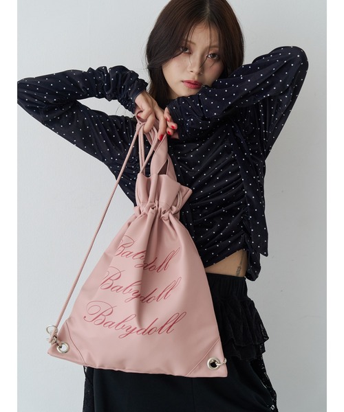 jouetie（ジュエティ）の「2WAYロゴナップサック チェック柄（トートバッグ・レディース・シルバー/ピンク/アイボリー/レッド/ブラック/ブラウン・FREE）」の15枚目の写真