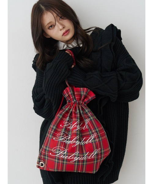 jouetie（ジュエティ）の「2WAYロゴナップサック チェック柄（トートバッグ・レディース・シルバー/ピンク/アイボリー/レッド/ブラック/ブラウン・FREE）」の7枚目の写真