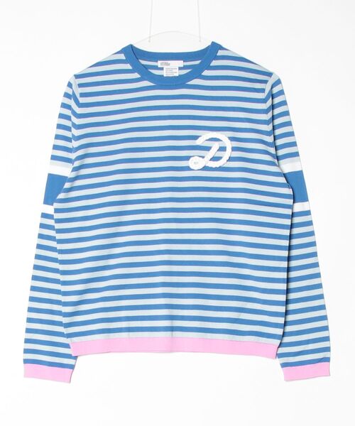 DOUBLE STANDARD CLOTHING(ダブルスタンダードクロージング)の「Dロゴロープ刺繍 ボーダー天竺ニット(ニット/セーター・レディース・ブルー・FREE)」の4枚目の写真