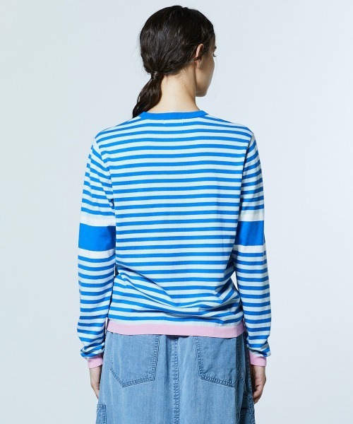DOUBLE STANDARD CLOTHING(ダブルスタンダードクロージング)の「Dロゴロープ刺繍 ボーダー天竺ニット(ニット/セーター・レディース・ブルー・FREE)」の7枚目の写真