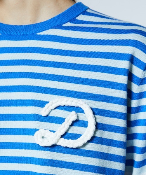 DOUBLE STANDARD CLOTHING(ダブルスタンダードクロージング)の「Dロゴロープ刺繍 ボーダー天竺ニット(ニット/セーター・レディース・ブルー・FREE)」の9枚目の写真