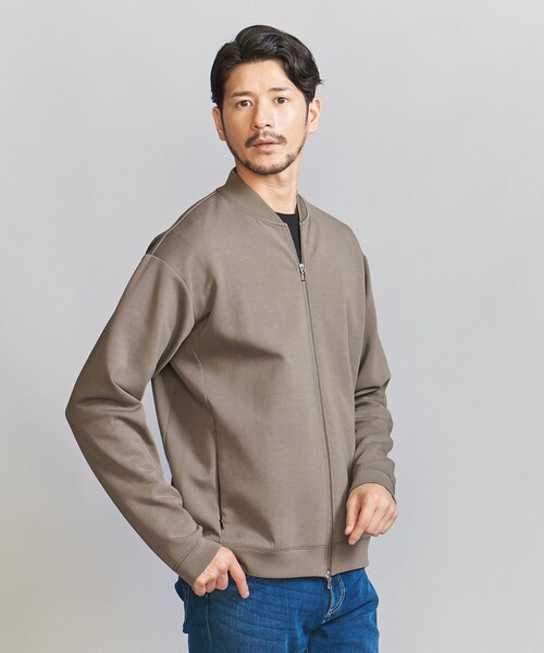 BEAUTY&YOUTH UNITED ARROWS(ビューティーアンドユースユナイテッドアローズ)の「【WEB限定 WARDROBE SMART】ダブルニット ジップブルゾン/セットアップ対応【抗菌・防臭】(ブルゾン・メンズ・ダークグレー/ブラック/オリーブ/グレー・S/M/L/XL)」の4枚目の写真