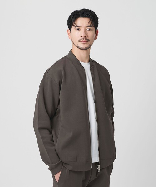 BEAUTY&YOUTH UNITED ARROWS(ビューティーアンドユースユナイテッドアローズ)の「【WEB限定 WARDROBE SMART】ダブルニット ジップブルゾン/セットアップ対応【抗菌・防臭】(ブルゾン・メンズ・ダークグレー/ブラック/オリーブ/グレー・S/M/L/XL)」の3枚目の写真
