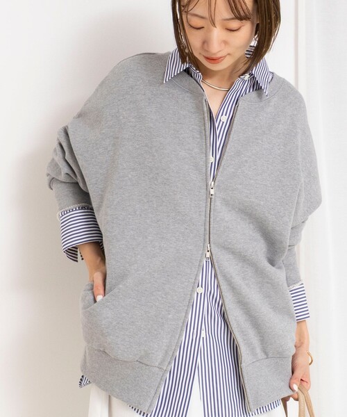 NOLLEY’S（ノーリーズ）の「ウォッシャブル2WAYロングジップスウェット（スウェット・レディース・ホワイト/シルバー/グレー・FREE）」の17枚目の写真