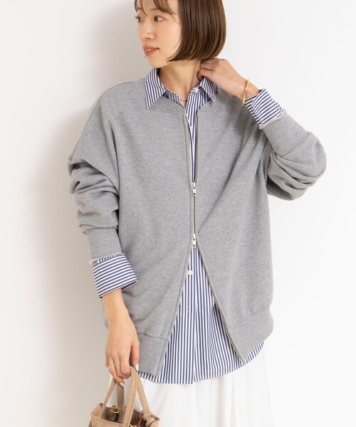 NOLLEY’S（ノーリーズ）の「ウォッシャブル2WAYロングジップスウェット（スウェット・レディース・ホワイト/シルバー/グレー・FREE）」の19枚目の写真