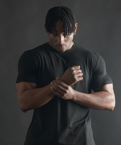 PHERMENON（フェルメノン）の「マッスルフィット 無地 モーダル 半袖Tシャツ [ブラック]（Tシャツ/カットソー・メンズ・その他・1/2/3）」の2枚目の写真