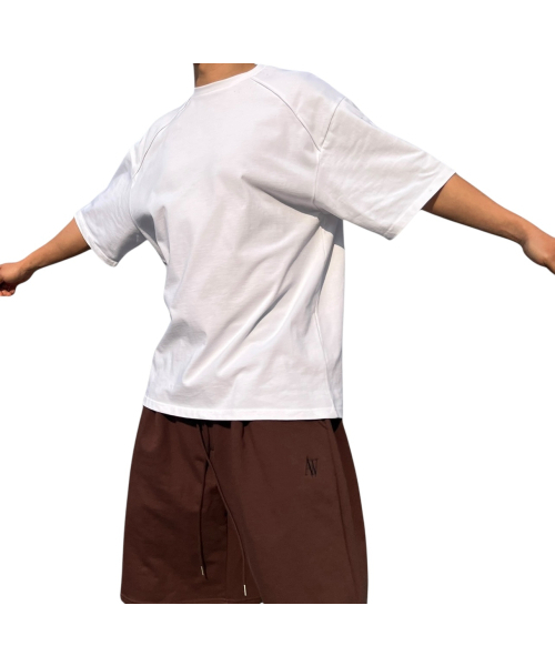 ATTENTIONROW（アテンションロー）の「ショルダーパイピングレギュラーオーバーサイズ半袖（ホワイト）（Tシャツ/カットソー・メンズ・ホワイト・M/L）」の3枚目の写真