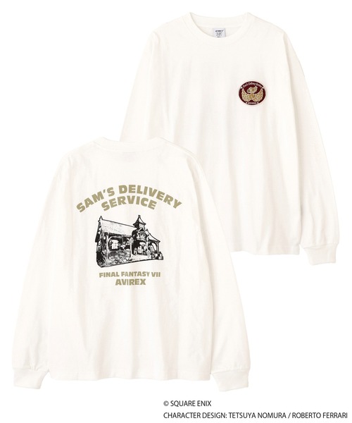 AVIREX(アヴィレックス)の「《AVIREX × FINAL FANTASY VII REMAKE》LONGSLEEVE T-SHIRT "SAM'S DELIVERY SERVICE" / 長袖Tシャツ サムズ デリバリー サービス / アヴィレックス(Tシャツ/カットソー・メンズ・ブラック/ホワイト・MEDIUM/LARGE/X-LARGE/XX-LARGE)」の1枚目の写真