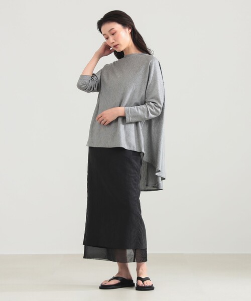 Demi-Luxe BEAMS（デミルクス ビームス）の「COG THE BIGSMOKE / ABBY バックフレア トップス（Tシャツ/カットソー・レディース・ネイビー/ライトグレー/ブラック・ONE SIZE）」の4枚目の写真