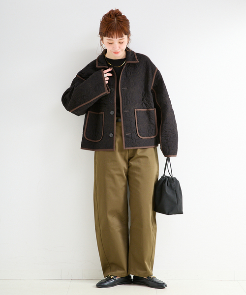 B.C STOCK（ベーセーストック）の「幾何柄リバーシブルキルティングジャケット（その他アウター・レディース・ベージュ/ブラウン・FREE）」の8枚目の写真