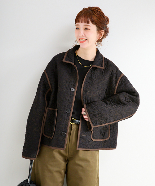 B.C STOCK（ベーセーストック）の「幾何柄リバーシブルキルティングジャケット（その他アウター・レディース・ベージュ/ブラウン・FREE）」の11枚目の写真