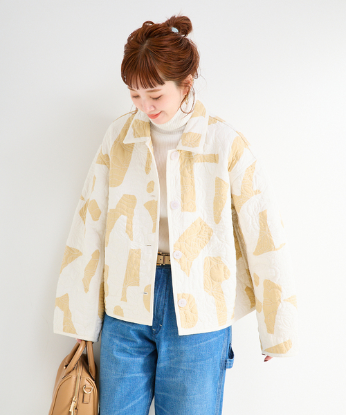 B.C STOCK（ベーセーストック）の「幾何柄リバーシブルキルティングジャケット（その他アウター・レディース・ベージュ/ブラウン・FREE）」の20枚目の写真