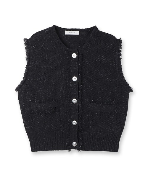 GALLEST（ギャレスト）の「【オケージョン対応】ラメニットベスト（ベスト・レディース・ブルー系3/ホワイト系6/ブラック系3・38）」の2枚目の写真