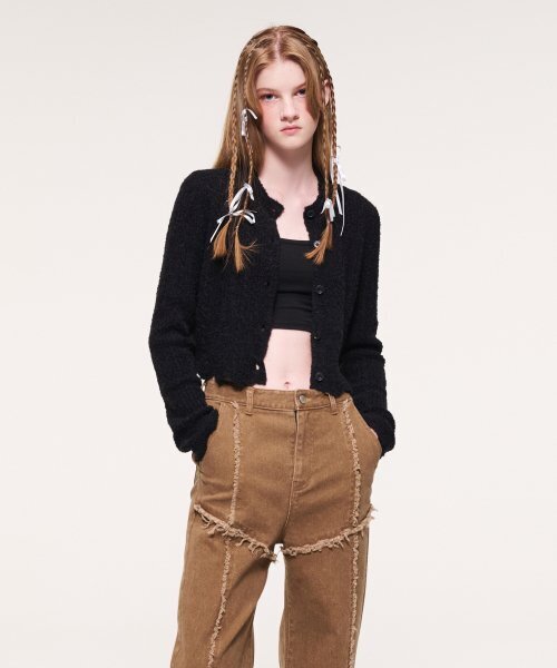 ETMON(エトモン)の「Curling Knit Cardigan, Black(カーディガン/ボレロ・レディース・その他・FREE)」の1枚目の写真