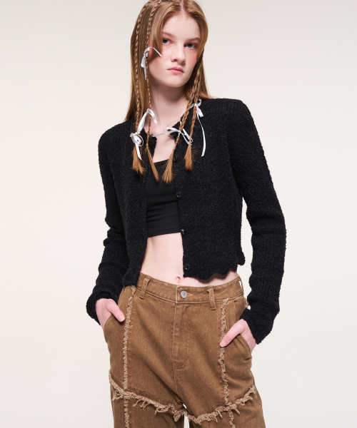 ETMON(エトモン)の「Curling Knit Cardigan, Black(カーディガン/ボレロ・レディース・その他・FREE)」の3枚目の写真