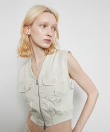 L3 POCKET VEST ZIPUP(CREAM)