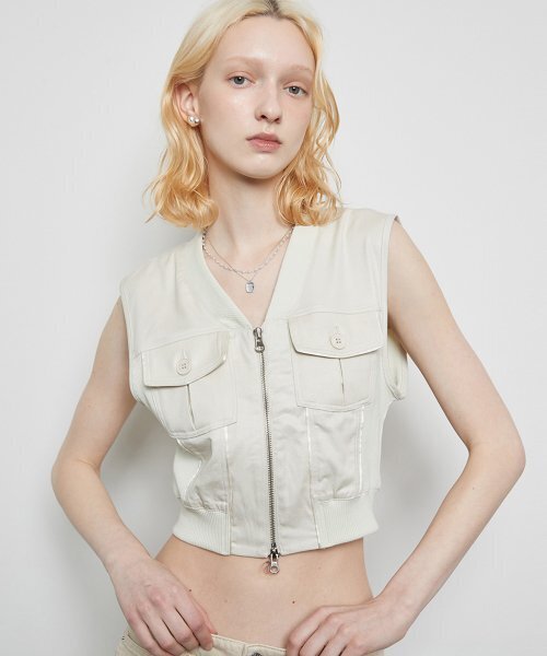 LARTIGENT（ラーティゼン）の「L3 POCKET VEST ZIPUP(CREAM)（ベスト・レディース・その他・FREE）」の3枚目の写真