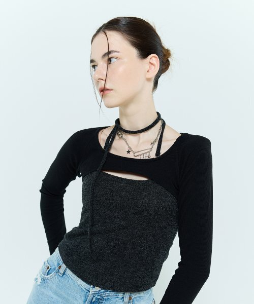 LARTIGENT（ラーティゼン）の「L6 CUTOUT RAGLAN TOP(BLACK)（Tシャツ/カットソー・レディース・その他・FREE）」の2枚目の写真