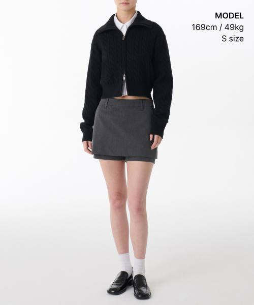 MUSINSA STANDARD WOMAN（ムシンサスタンダードウーマン）の「ウィメンズケーブルニットジップアップ[ブラック]（ニット/セーター・レディース・その他・LARGE/MEDIUM/SMALL/X-SMALL）」の2枚目の写真