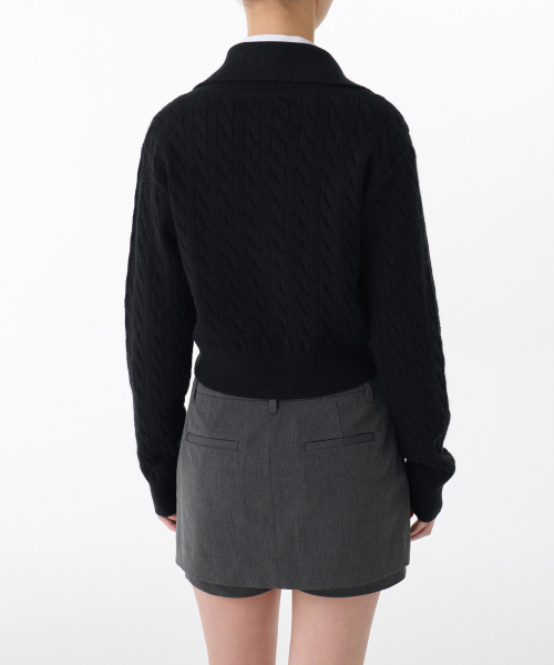MUSINSA STANDARD WOMAN（ムシンサスタンダードウーマン）の「ウィメンズケーブルニットジップアップ[ブラック]（ニット/セーター・レディース・その他・LARGE/MEDIUM/SMALL/X-SMALL）」の3枚目の写真
