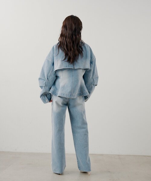 CHIEKO+ チェコプラス 新品タグ付　デニムTEDDY ショートジャケット SALON by Chico】デニムペプラムジャケット（その他アウター）｜Chico