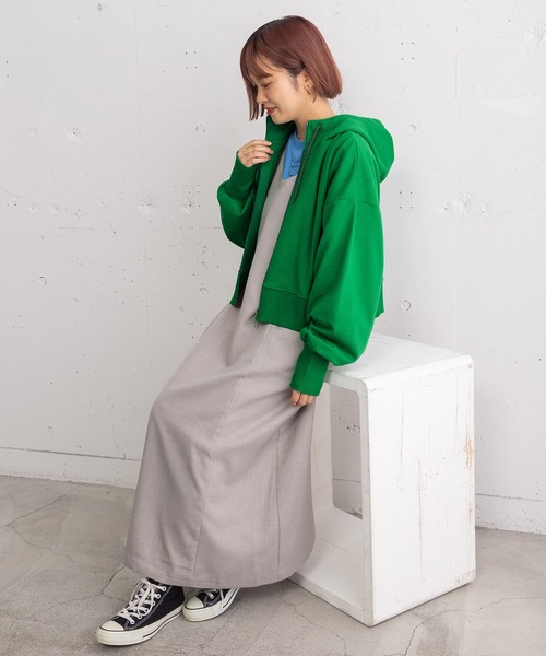 POU DOU DOU（プードゥドゥ）の「ボリューム袖裏毛フーディパーカ（パーカー・レディース・グレー/ブラウン/グリーン・3）」の16枚目の写真