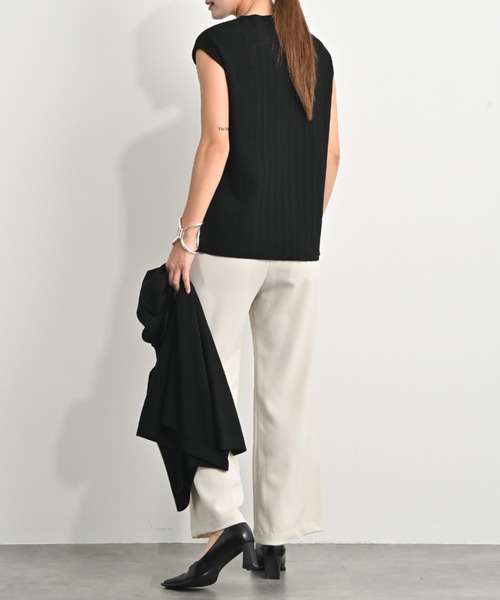 aunt lily(アントリリー)の「上質アセテートブレンド プレミアムニット ノースリーブプルオーバー(Tシャツ/カットソー・レディース・オフホワイト/ブラック/ライトブラウン・L/M/LL)」の21枚目の写真