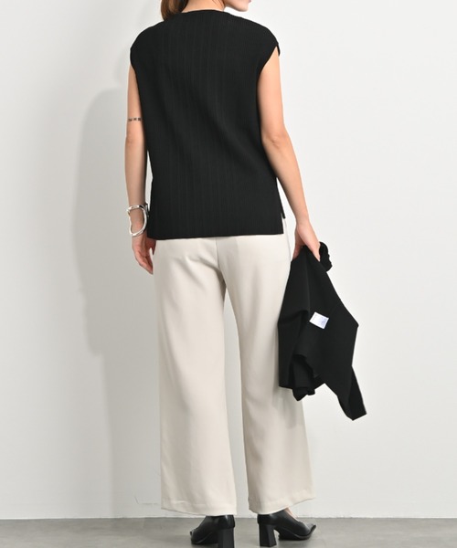 aunt lily(アントリリー)の「上質アセテートブレンド プレミアムニット ノースリーブプルオーバー(Tシャツ/カットソー・レディース・オフホワイト/ブラック/ライトブラウン・L/M/LL)」の22枚目の写真