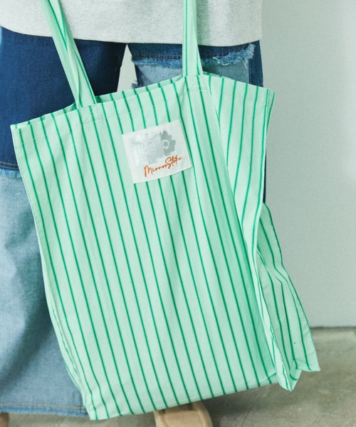MIRROR STOKE(ミラーストーク)の「【ZOZO限定】《大容量》【2way/A4サイズ収納可能】MS LOGO STRIPE TOTE BAG/エムエスロゴストライプトートバッグ(トートバッグ・レディース・ベージュ/グリーン/ピンク/ブルー・FREE)」の22枚目の写真
