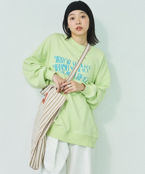 MIRROR STOKE(ミラーストーク)の「【ZOZO限定】《大容量》【2way/A4サイズ収納可能】MS LOGO STRIPE TOTE BAG/エムエスロゴストライプトートバッグ(トートバッグ・レディース・ベージュ/グリーン/ピンク/ブルー・FREE)」の13枚目の写真