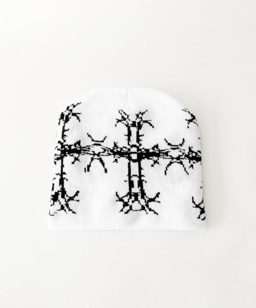 WEGO（ウィゴー）の「WEGO/トライバルクロスビーニー（ニットキャップ/ビーニー・レディース・ブラック/ホワイト・FREE）」の3枚目の写真