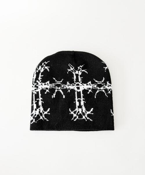 WEGO（ウィゴー）の「WEGO/トライバルクロスビーニー（ニットキャップ/ビーニー・レディース・ブラック/ホワイト・FREE）」の4枚目の写真