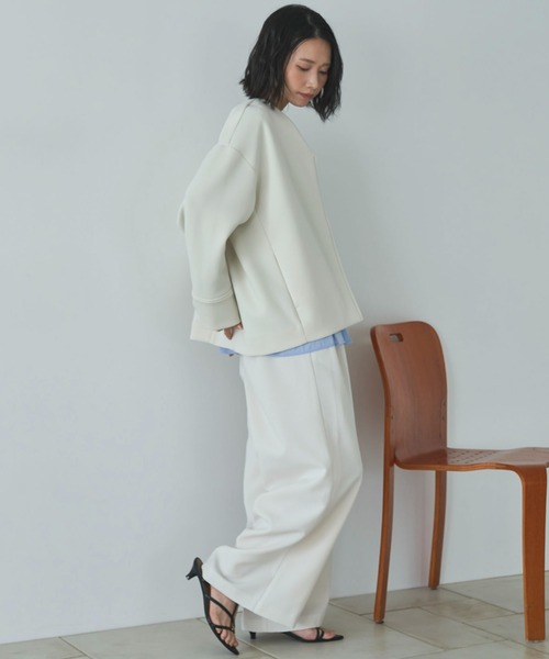 Doux archives(ドゥアルシーヴ)の「ボンディングノーカラーZIPブルゾン(ブルゾン・レディース・アイボリー/サックスブルー/チャコールグレー・FREE)」の12枚目の写真