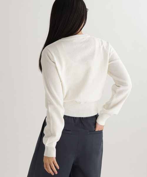 studio CLIP（スタディオクリップ）の「【daily CLIP】ループヤーンクロスボタンカーディガン（カーディガン/ボレロ・レディース・オフホワイト/ネイビー・FREE）」の5枚目の写真
