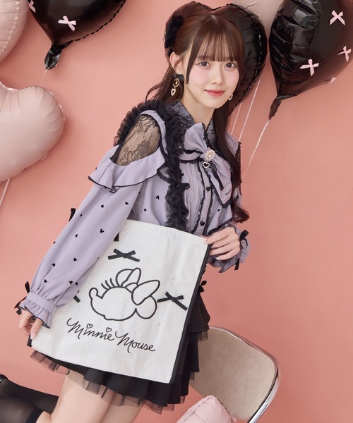 ROJITA(ロジータ)の「【Disney collection by ROJITA】ミニー刺繍トートバッグ(トートバッグ・レディース・ブラック/ピンク・FREE)」の5枚目の写真
