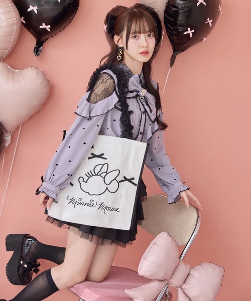 ROJITA(ロジータ)の「【Disney collection by ROJITA】ミニー刺繍トートバッグ(トートバッグ・レディース・ブラック/ピンク・FREE)」の6枚目の写真