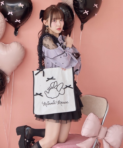 ROJITA(ロジータ)の「【Disney collection by ROJITA】ミニー刺繍トートバッグ(トートバッグ・レディース・ブラック/ピンク・FREE)」の7枚目の写真