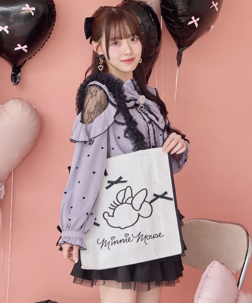 ROJITA(ロジータ)の「【Disney collection by ROJITA】ミニー刺繍トートバッグ(トートバッグ・レディース・ブラック/ピンク・FREE)」の4枚目の写真