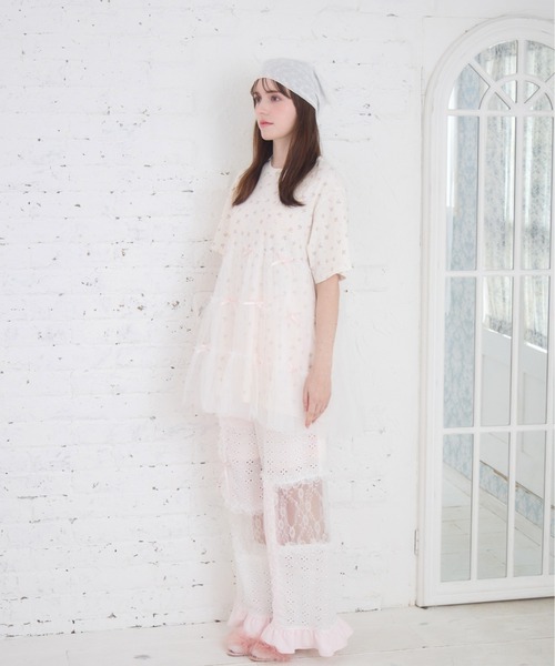 Lolime by mellfy memory(ロリミー バイ メルフィーメモリー)の「Tulle tiered T-shirt mini one piece(ワンピース・レディース・ベビーピンク/ブルー/ピンク/サックスブルー・FREE)」の7枚目の写真
