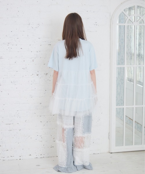 Lolime by mellfy memory(ロリミー バイ メルフィーメモリー)の「Tulle tiered T-shirt mini one piece(ワンピース・レディース・ベビーピンク/ブルー/ピンク/サックスブルー・FREE)」の11枚目の写真