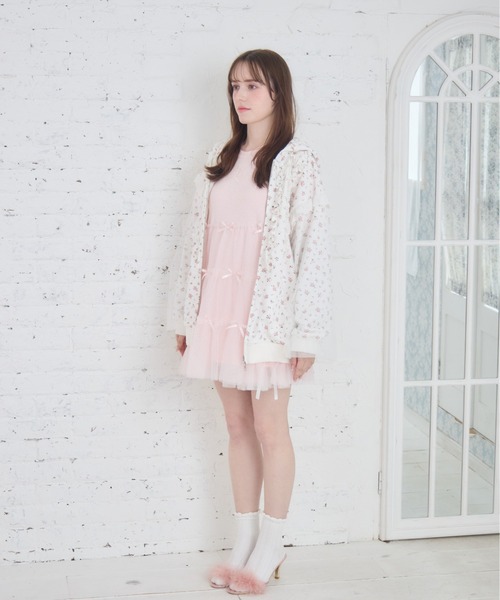 Lolime by mellfy memory(ロリミー バイ メルフィーメモリー)の「Tulle tiered T-shirt mini one piece(ワンピース・レディース・ベビーピンク/ブルー/ピンク/サックスブルー・FREE)」の8枚目の写真
