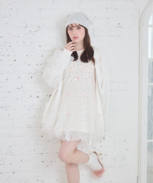 Lolime by mellfy memory(ロリミー バイ メルフィーメモリー)の「Tulle tiered T-shirt mini one piece(ワンピース・レディース・ベビーピンク/ブルー/ピンク/サックスブルー・FREE)」の6枚目の写真
