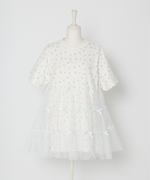 Lolime by mellfy memory(ロリミー バイ メルフィーメモリー)の「Tulle tiered T-shirt mini one piece(ワンピース・レディース・ベビーピンク/ブルー/ピンク/サックスブルー・FREE)」の21枚目の写真