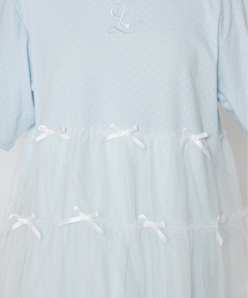 Lolime by mellfy memory(ロリミー バイ メルフィーメモリー)の「Tulle tiered T-shirt mini one piece(ワンピース・レディース・ベビーピンク/ブルー/ピンク/サックスブルー・FREE)」の17枚目の写真