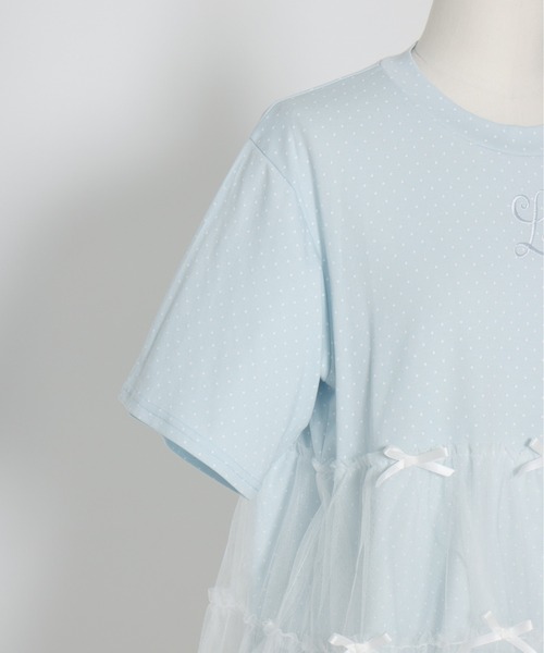 Lolime by mellfy memory(ロリミー バイ メルフィーメモリー)の「Tulle tiered T-shirt mini one piece(ワンピース・レディース・ベビーピンク/ブルー/ピンク/サックスブルー・FREE)」の16枚目の写真