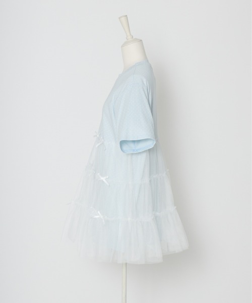 Lolime by mellfy memory(ロリミー バイ メルフィーメモリー)の「Tulle tiered T-shirt mini one piece(ワンピース・レディース・ベビーピンク/ブルー/ピンク/サックスブルー・FREE)」の13枚目の写真