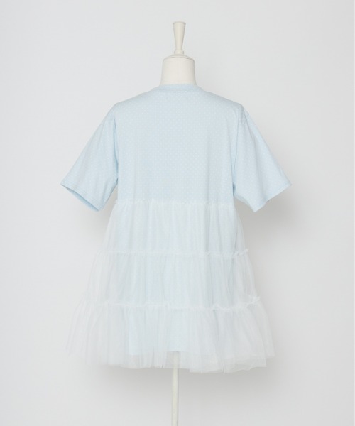 Lolime by mellfy memory(ロリミー バイ メルフィーメモリー)の「Tulle tiered T-shirt mini one piece(ワンピース・レディース・ベビーピンク/ブルー/ピンク/サックスブルー・FREE)」の14枚目の写真