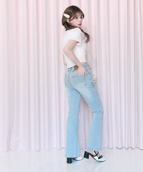 OLIVE des OLIVE（オリーブデオリーブ）の「【Belle Charme】Glitter Logo Crop Tee（Tシャツ/カットソー・レディース・ブラック/オフホワイト/ピンク・FREE）」の17枚目の写真