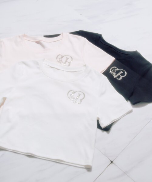 OLIVE des OLIVE（オリーブデオリーブ）の「【Belle Charme】Glitter Logo Crop Tee（Tシャツ/カットソー・レディース・ブラック/オフホワイト/ピンク・FREE）」の19枚目の写真