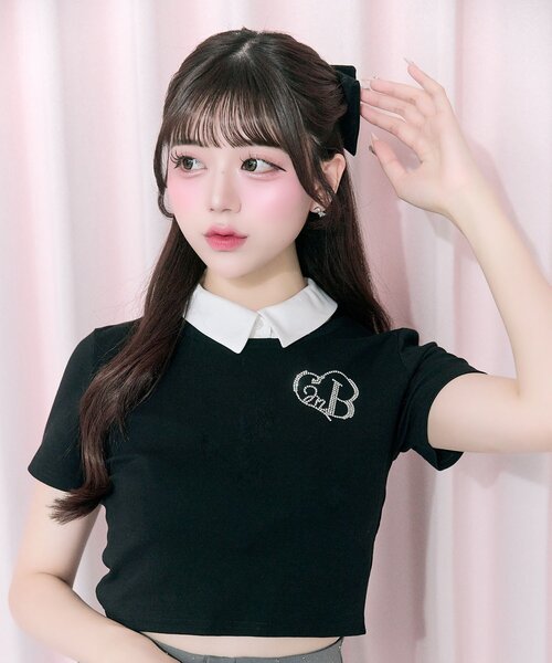 OLIVE des OLIVE（オリーブデオリーブ）の「【Belle Charme】Glitter Logo Crop Tee（Tシャツ/カットソー・レディース・ブラック/オフホワイト/ピンク・FREE）」の22枚目の写真